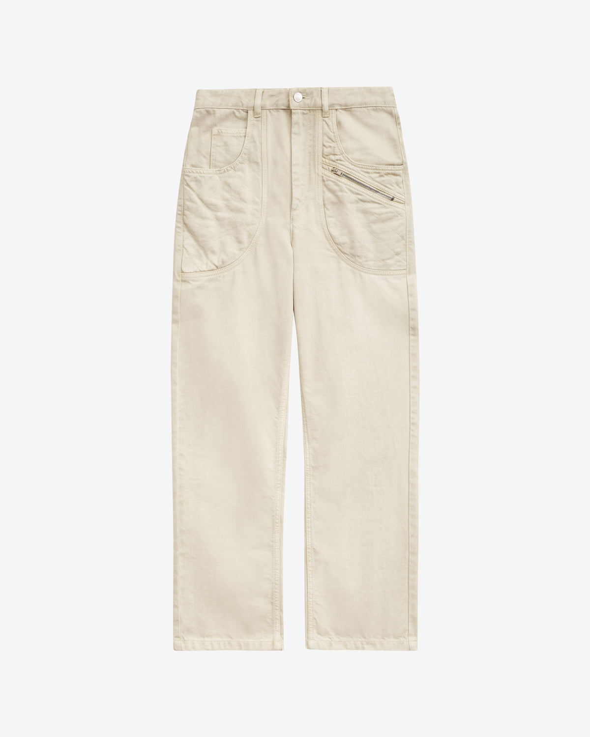 Casandre denim jeans with quilted yokes - Ecru - Woman - 1