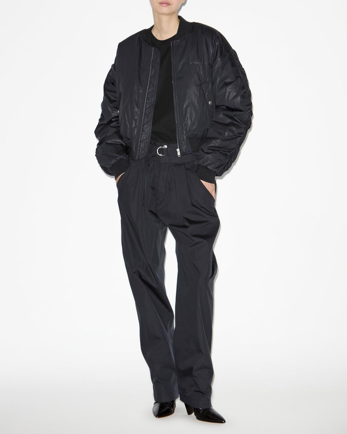 Pantalon inspiration baroudeur en coton mélangé uni celiana - Noir délavé - Woman - 1