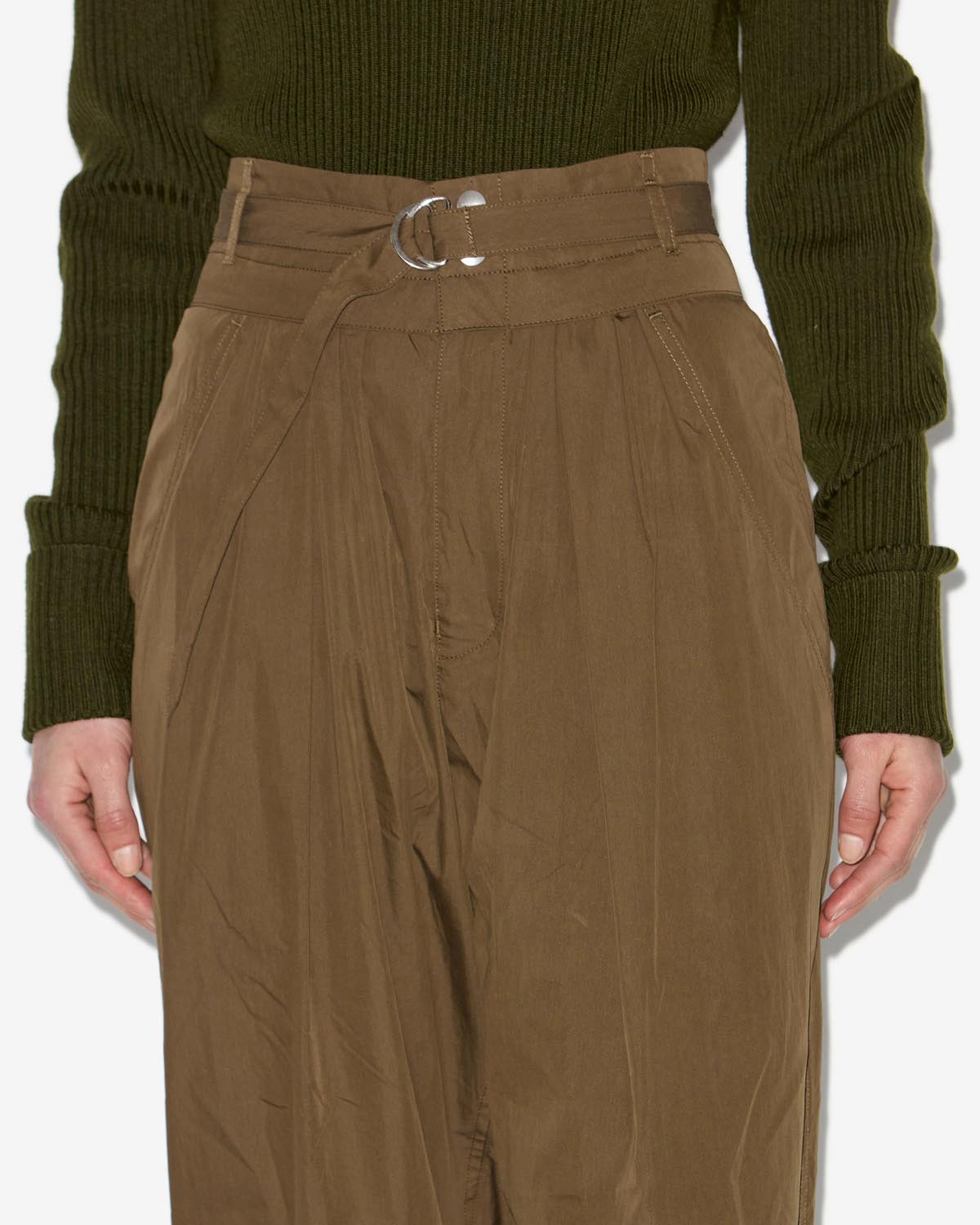 Pantalon inspiration baroudeur en coton mélangé uni celiana - Kaki - Woman - 2