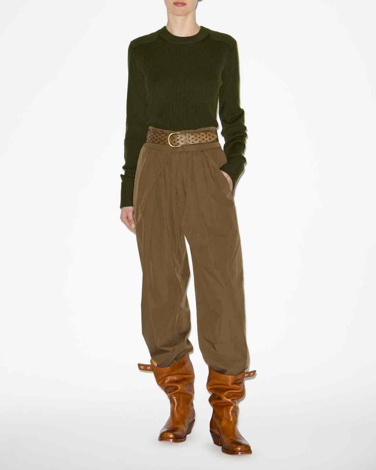 Pantalon inspiration baroudeur en coton mélangé uni celiana - Kaki - Woman - 1