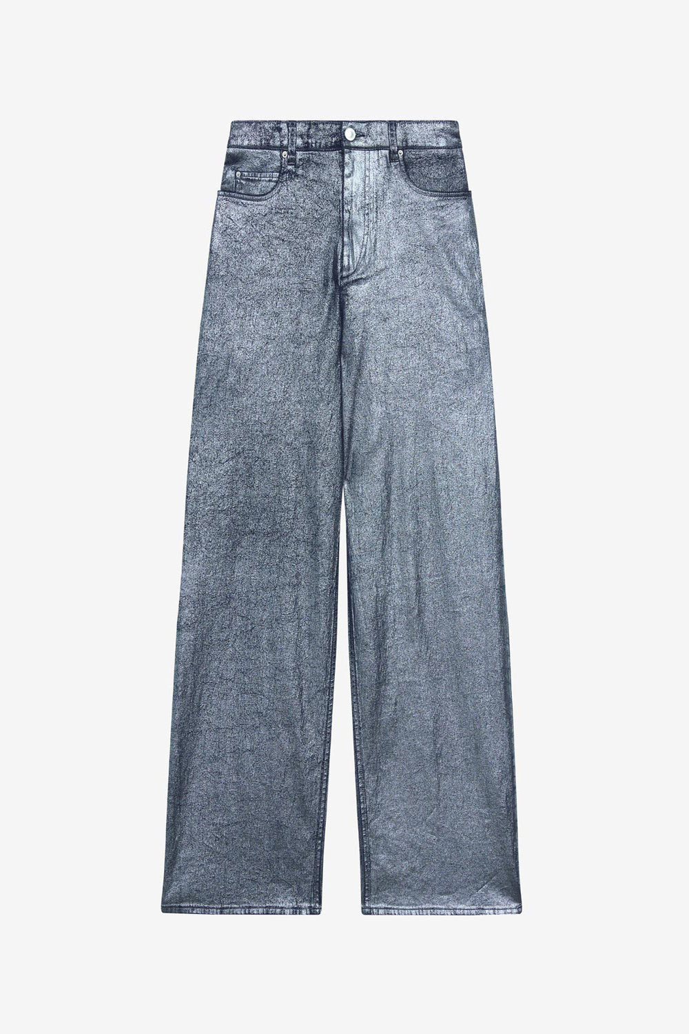 Jean cover en denim métallisé - Argent - Woman - 1