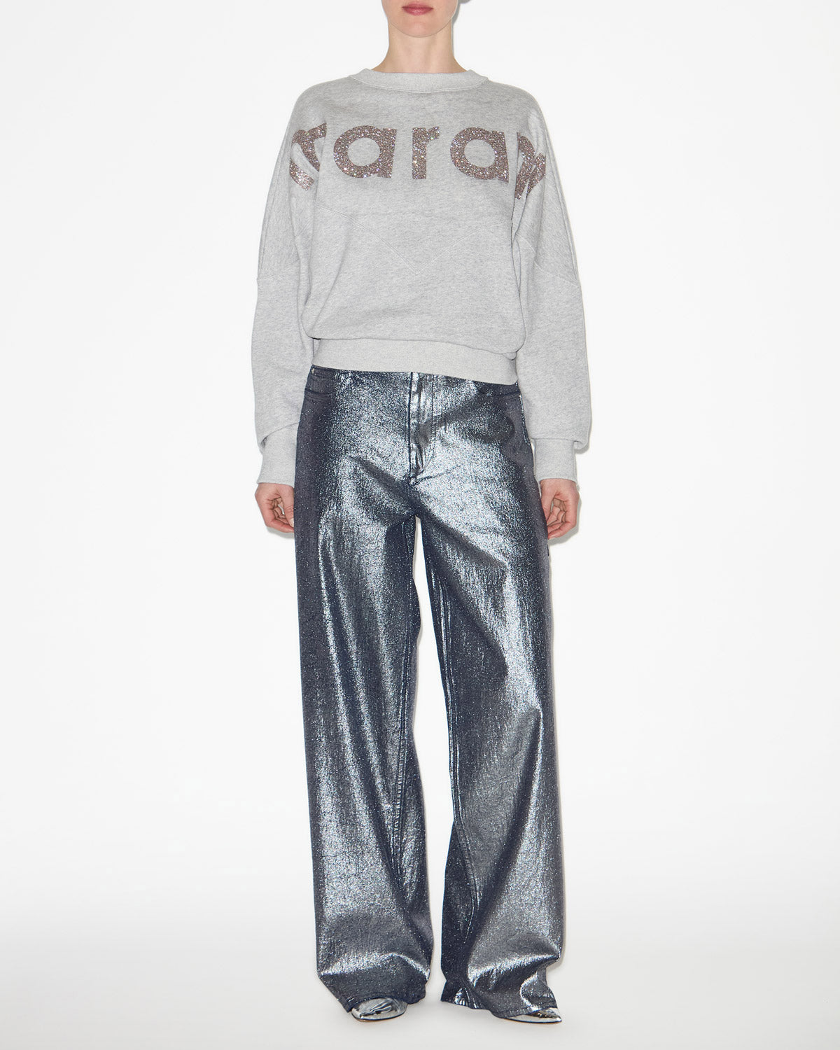 Jeans cover aus denim im metallic-look - Silber - Woman - 1