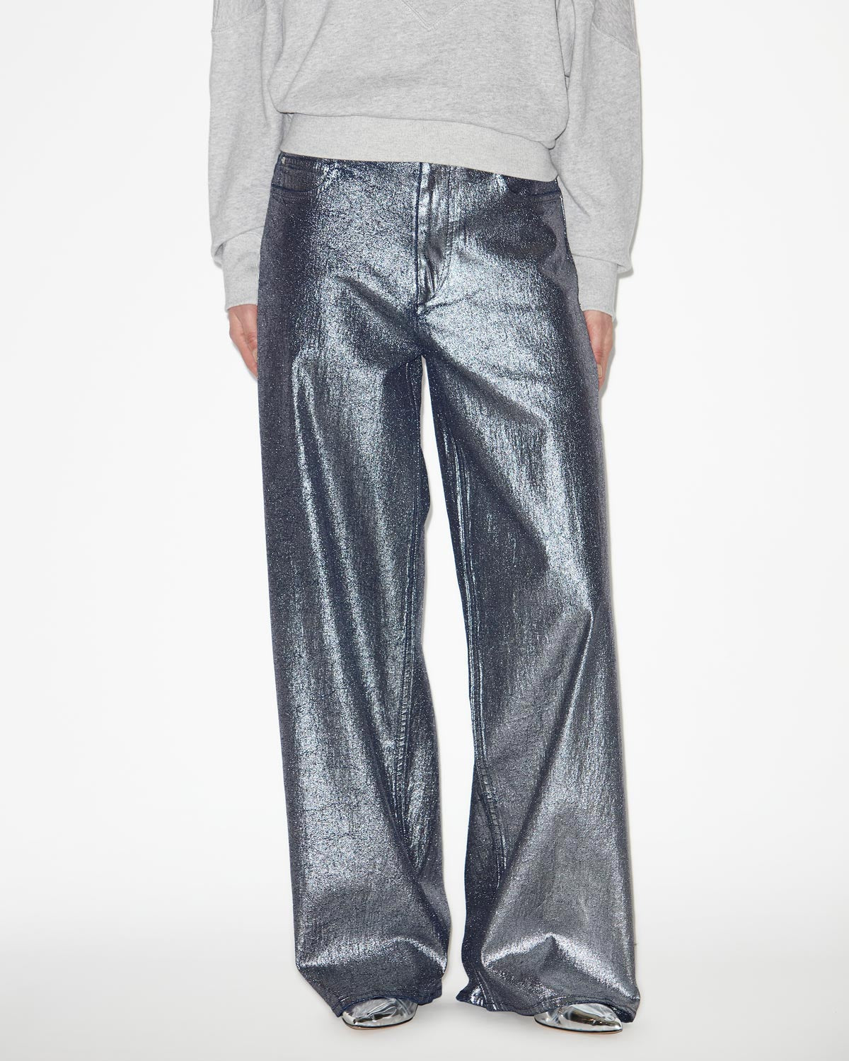 Jeans cover aus denim im metallic-look - Silber - Woman - 3