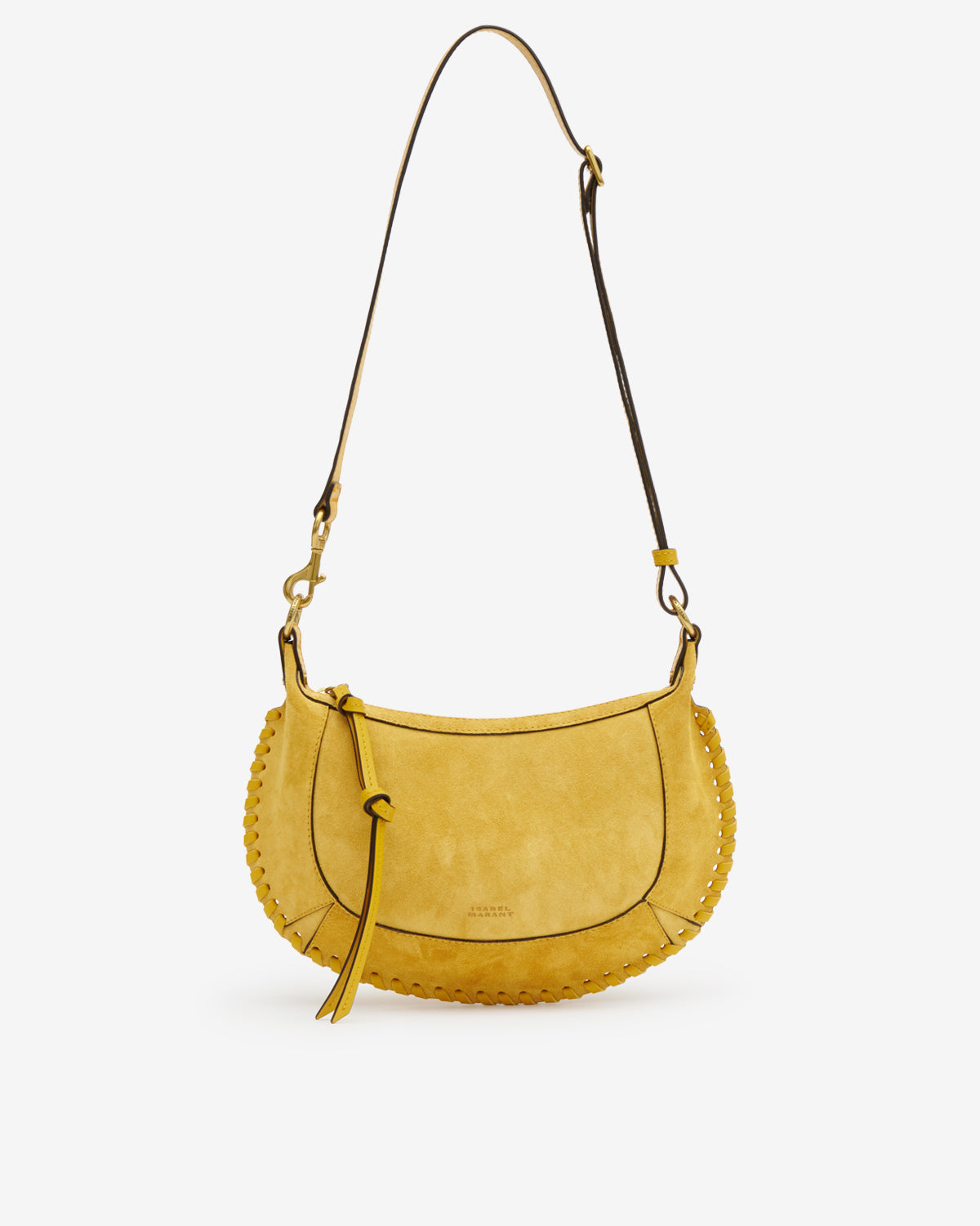 Oskan moon braided suede calfskin leather handbag - Saffron - Woman - 5