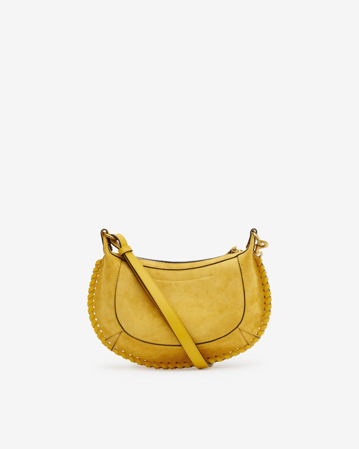 Oskan moon braided suede calfskin leather handbag - Saffron - Woman - 3