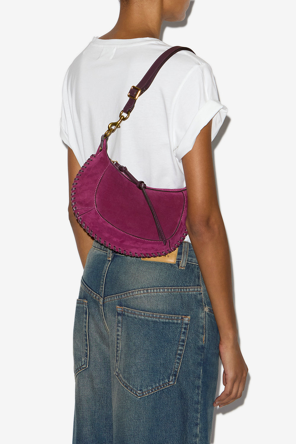Schultertasche oskan moon aus geflochtenem velours-kalbsleder - Plum - Woman - 2