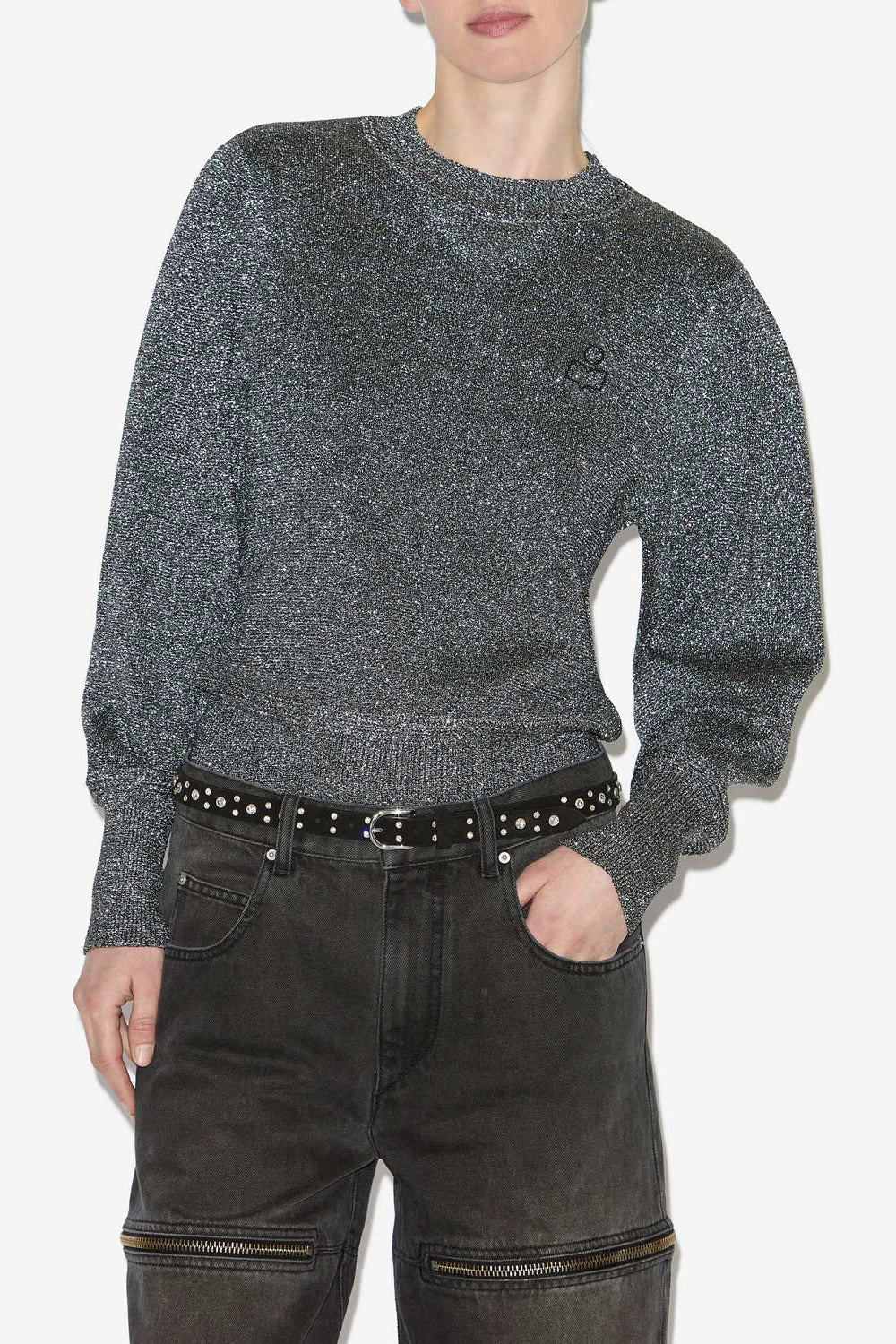 Kelaya lurex knit sweater with logo - Silver - Woman - 4