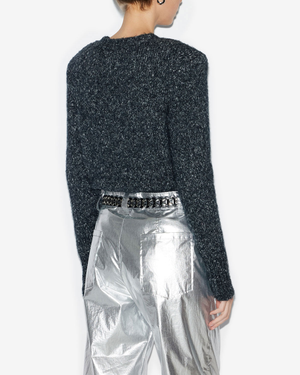 Kalo sweater in plain-colored fluffy knit - Anthracite - Woman - 4