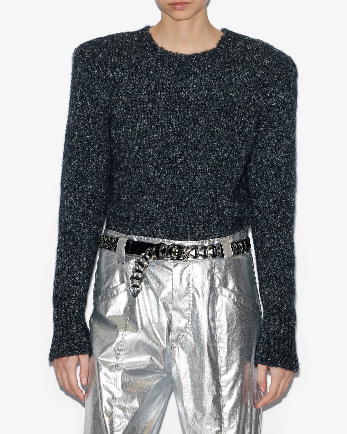 Kalo sweater in plain-colored fluffy knit - Anthracite - Woman - 3