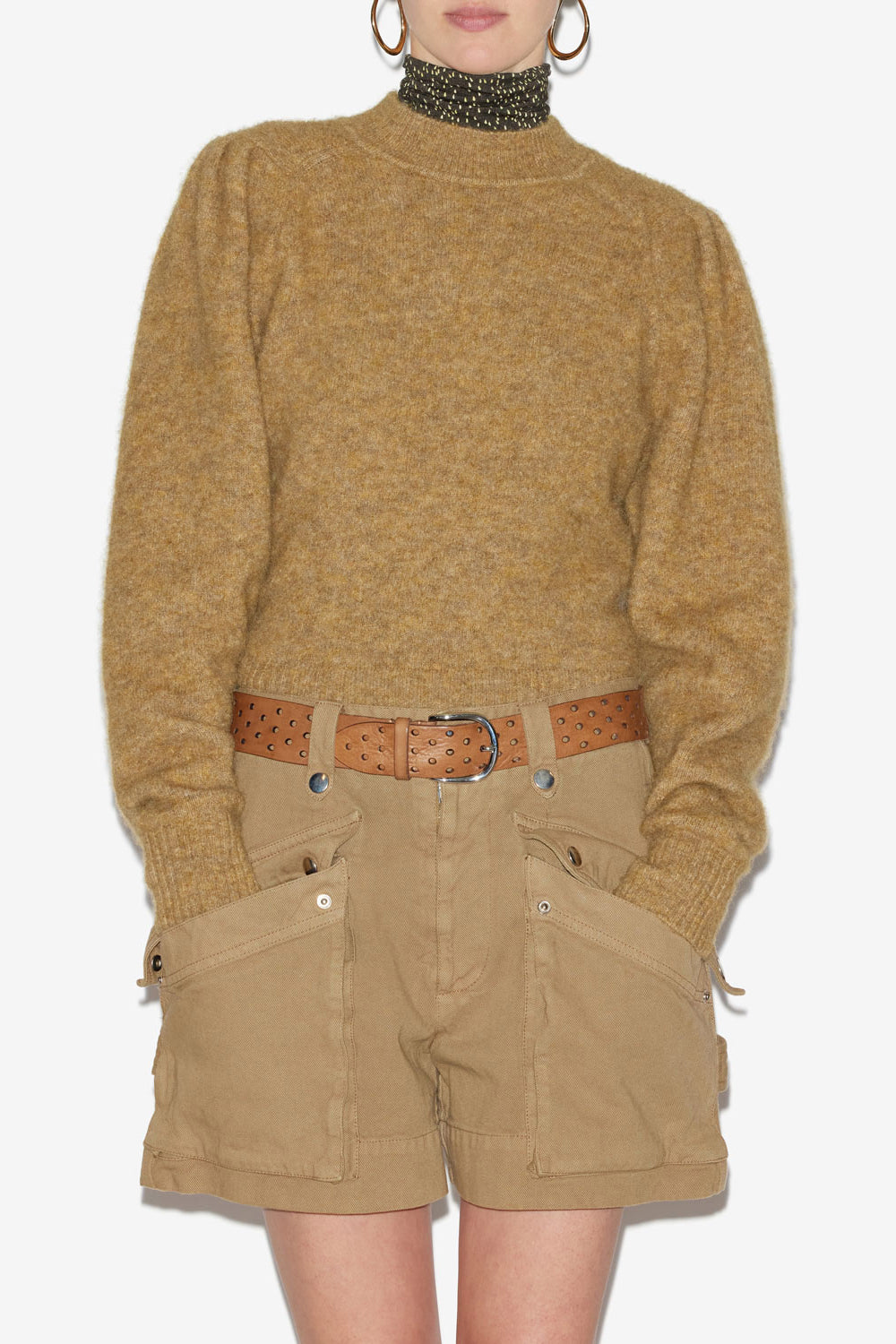 Onnie sweater in plain-colored alpaca knit - Honey - Woman - 4