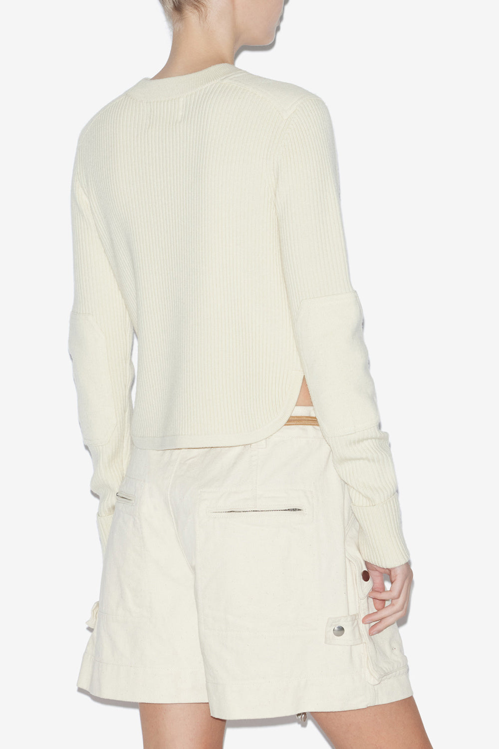 Gabyne sweater in plain-colored merinos wool - Ecru - Woman - 5
