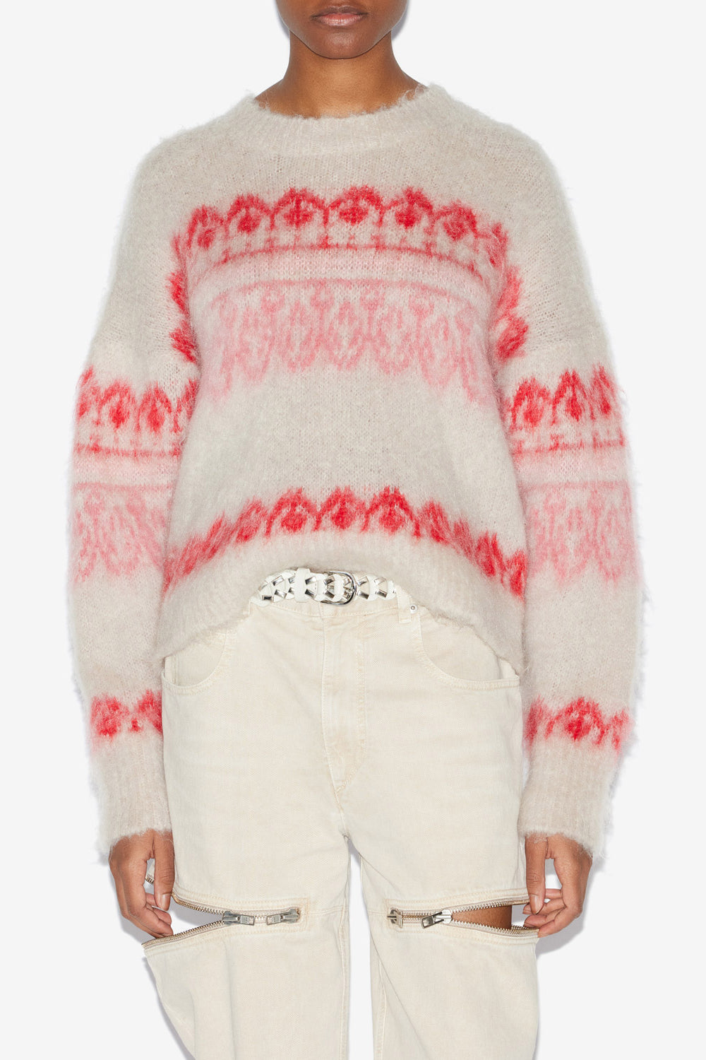 Maglione dully in mohair con motivi arty - Lampone - Woman - 4