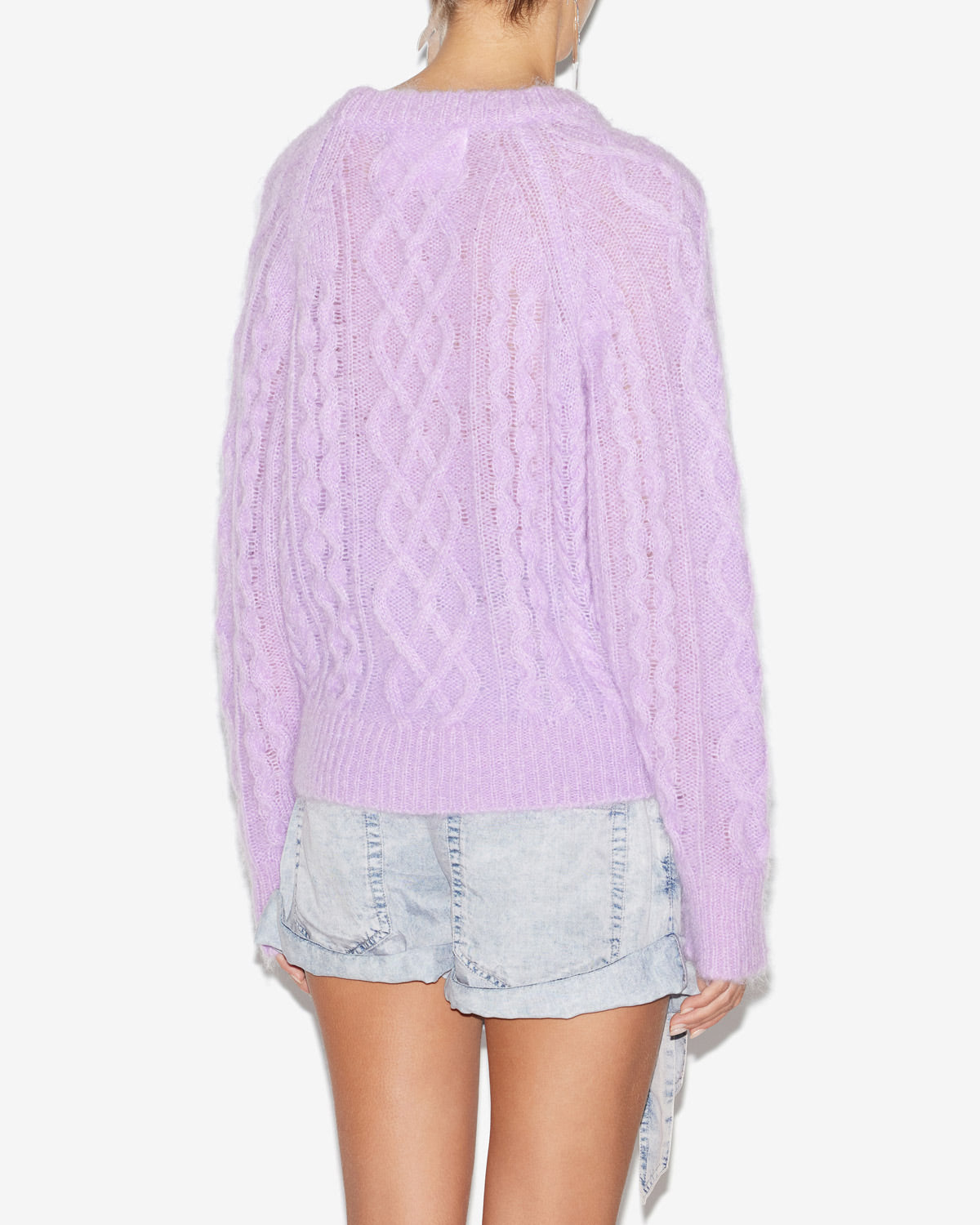 Elka sweater in plain-colored cable knit - Lavender - Woman - 4