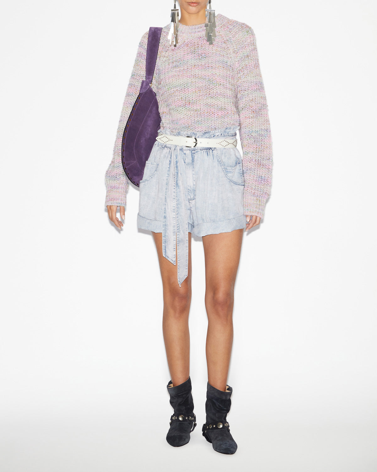 Romine sweater in multicolored mouliné knit - Pink - Woman - 1