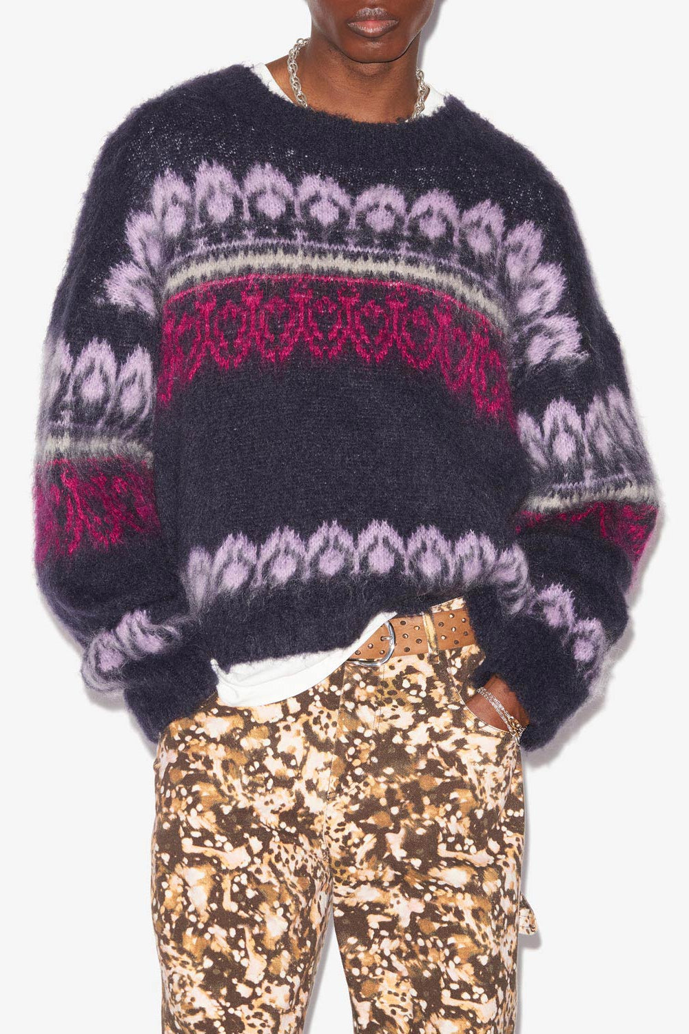 뒬리(dullyh) 아티 패턴 모헤어 스웨터 - Midnight - Man - 4