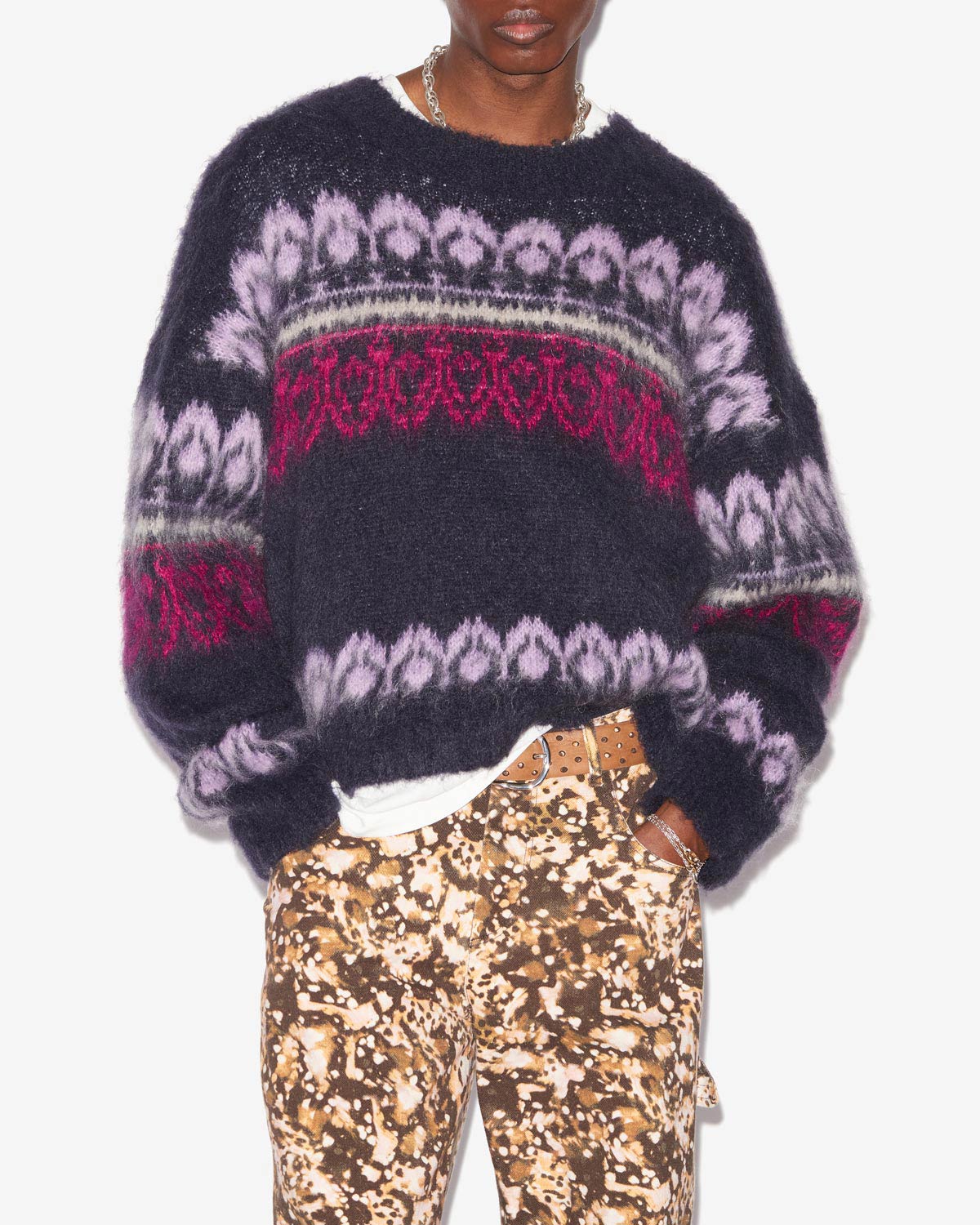 Maglione dullyh in mohair con motivi arty - Midnight - Man - 3