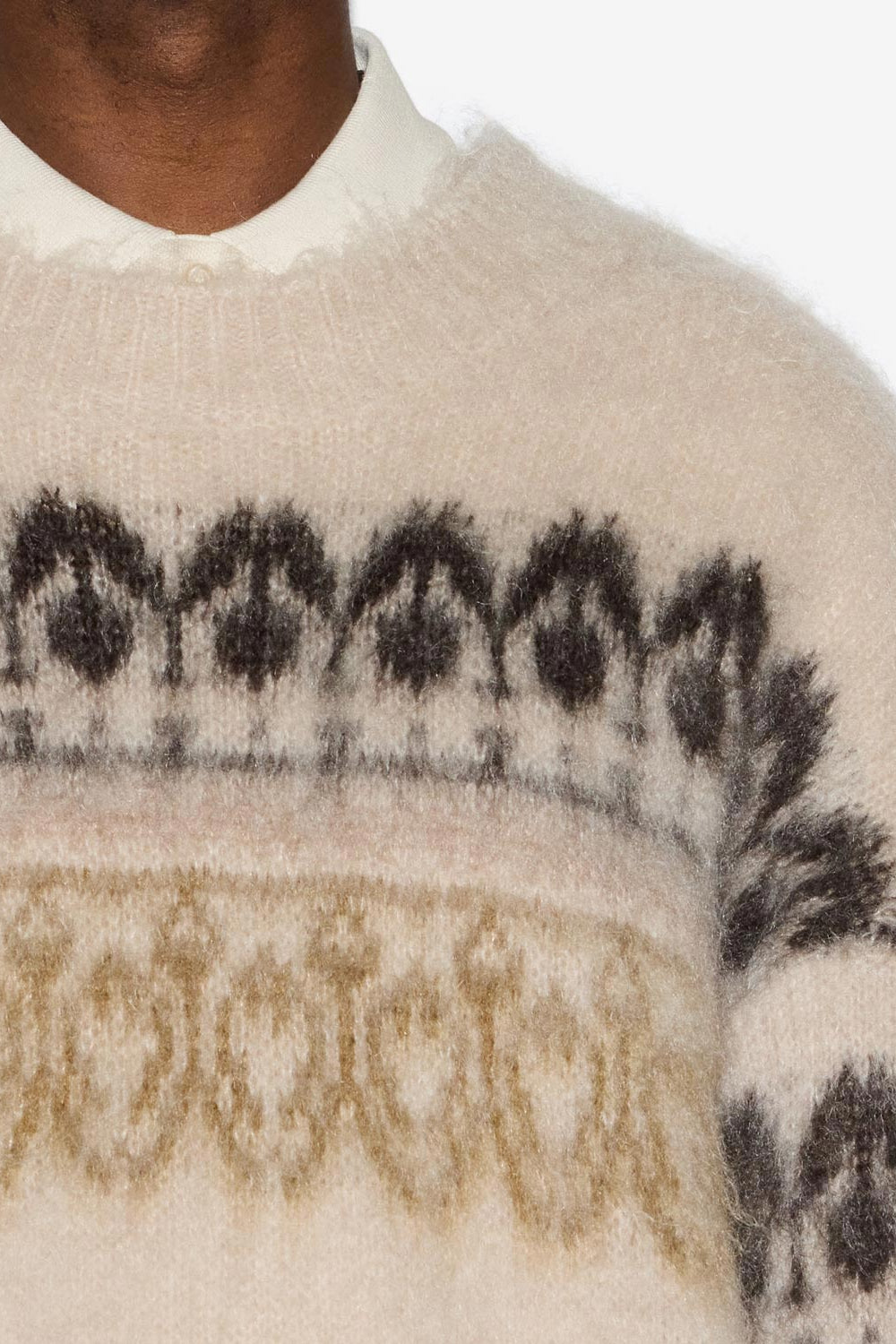 뒬리(dullyh) 아티 패턴 모헤어 스웨터 - 카키색 옷감 - Man - 3