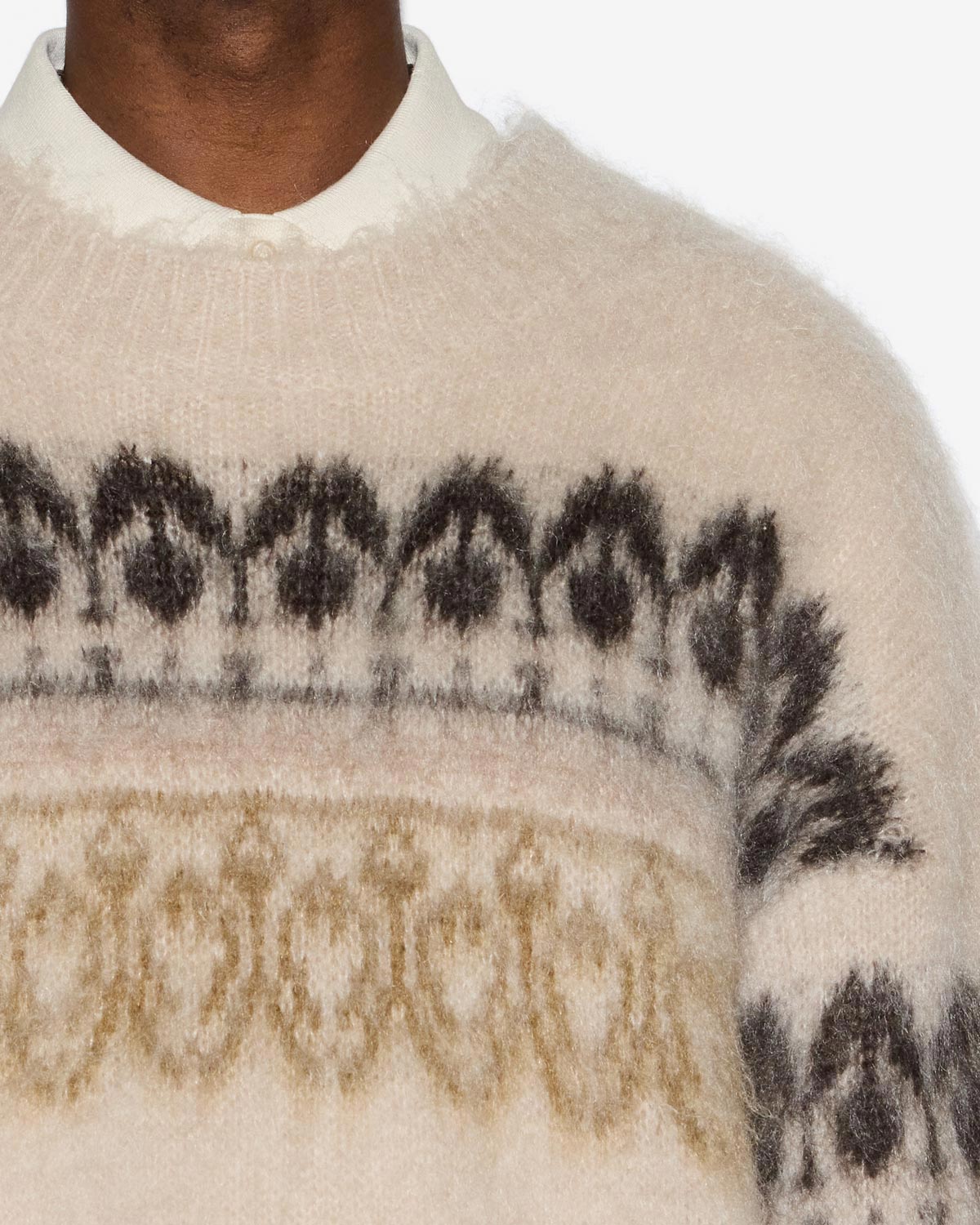 Maglione dullyh in mohair con motivi arty - Cachi - Man - 2