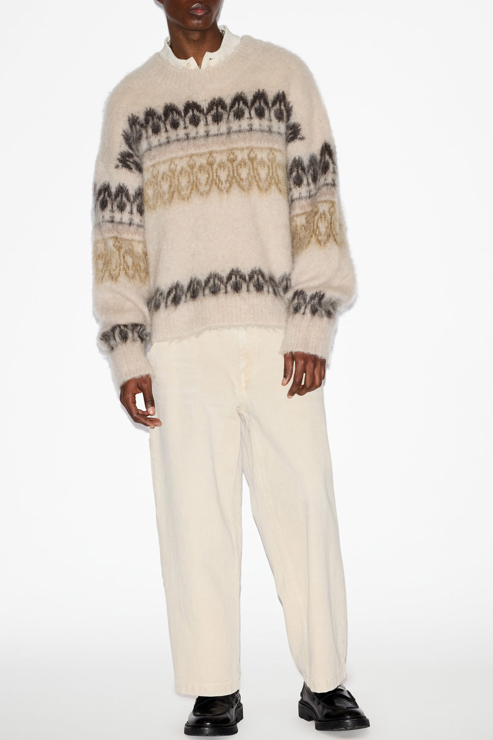 뒬리(dullyh) 아티 패턴 모헤어 스웨터 - 카키색 옷감 - Man - 2