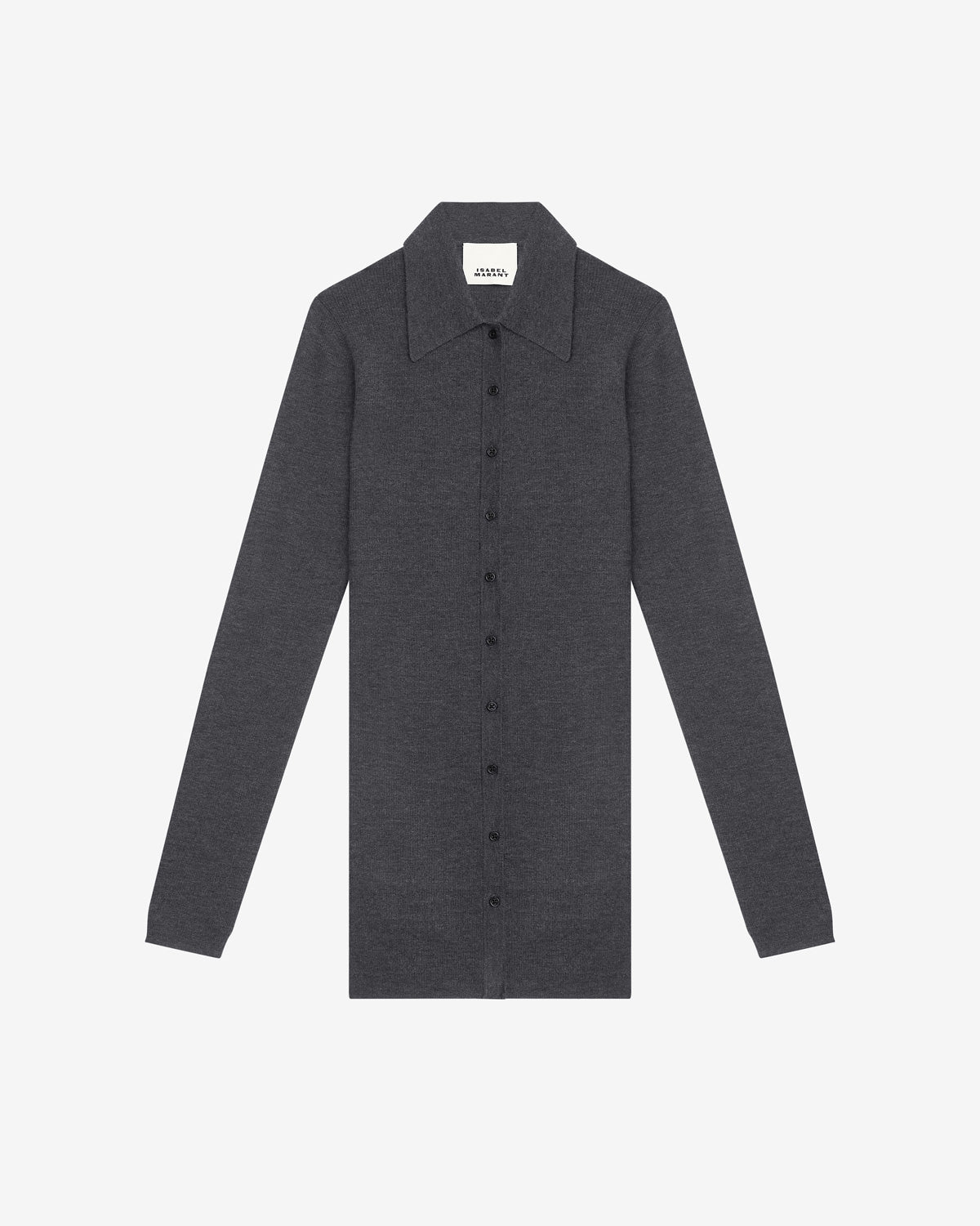 Maglione elvira in lana merino con bottoni e collo a camicia - Anthracite - Woman - 5