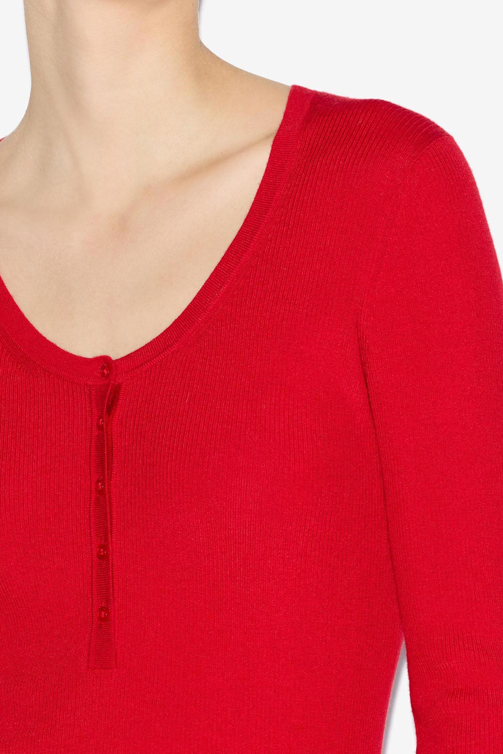 Estine buttoned merinos wool sweater - Poppy red - Woman - 3