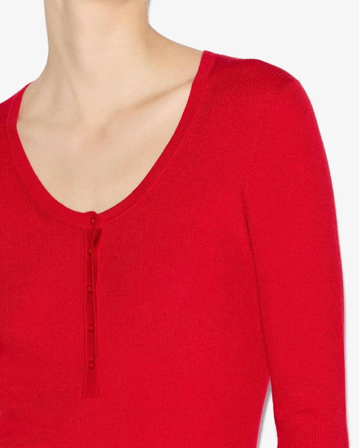 Estine buttoned merinos wool sweater - Poppy red - Woman - 2