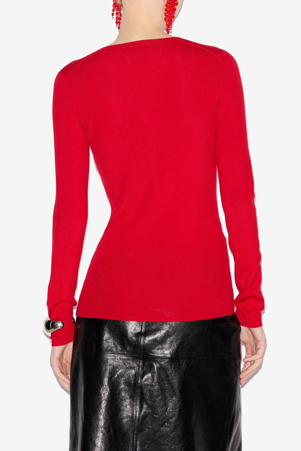 Estine buttoned merinos wool sweater - Poppy red - Woman - 5