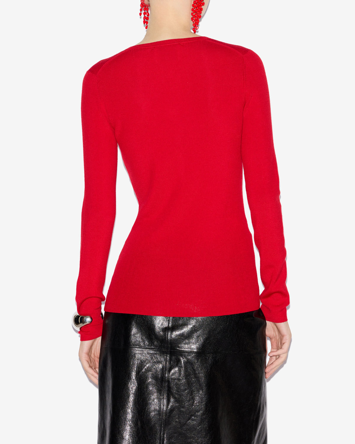 Estine buttoned merinos wool sweater - Poppy red - Woman - 4