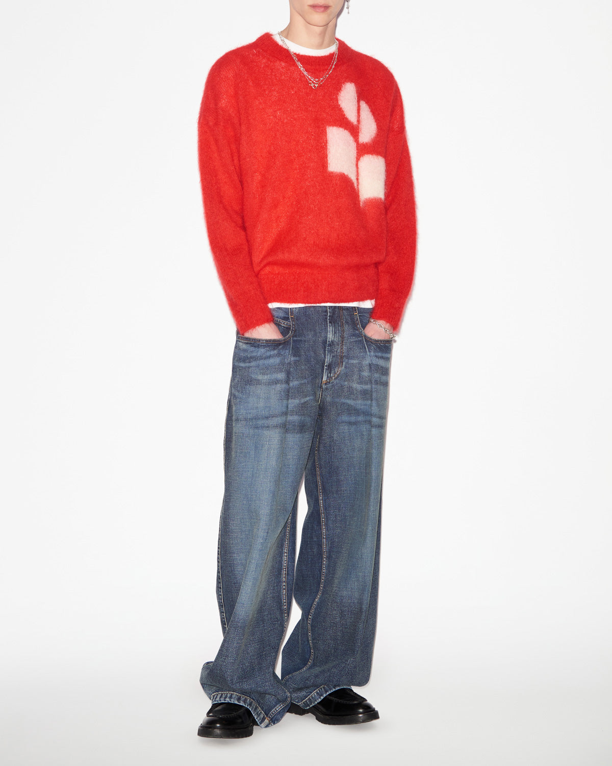 Jersey drany de mohair con logotipo - Rojo - Man - 1