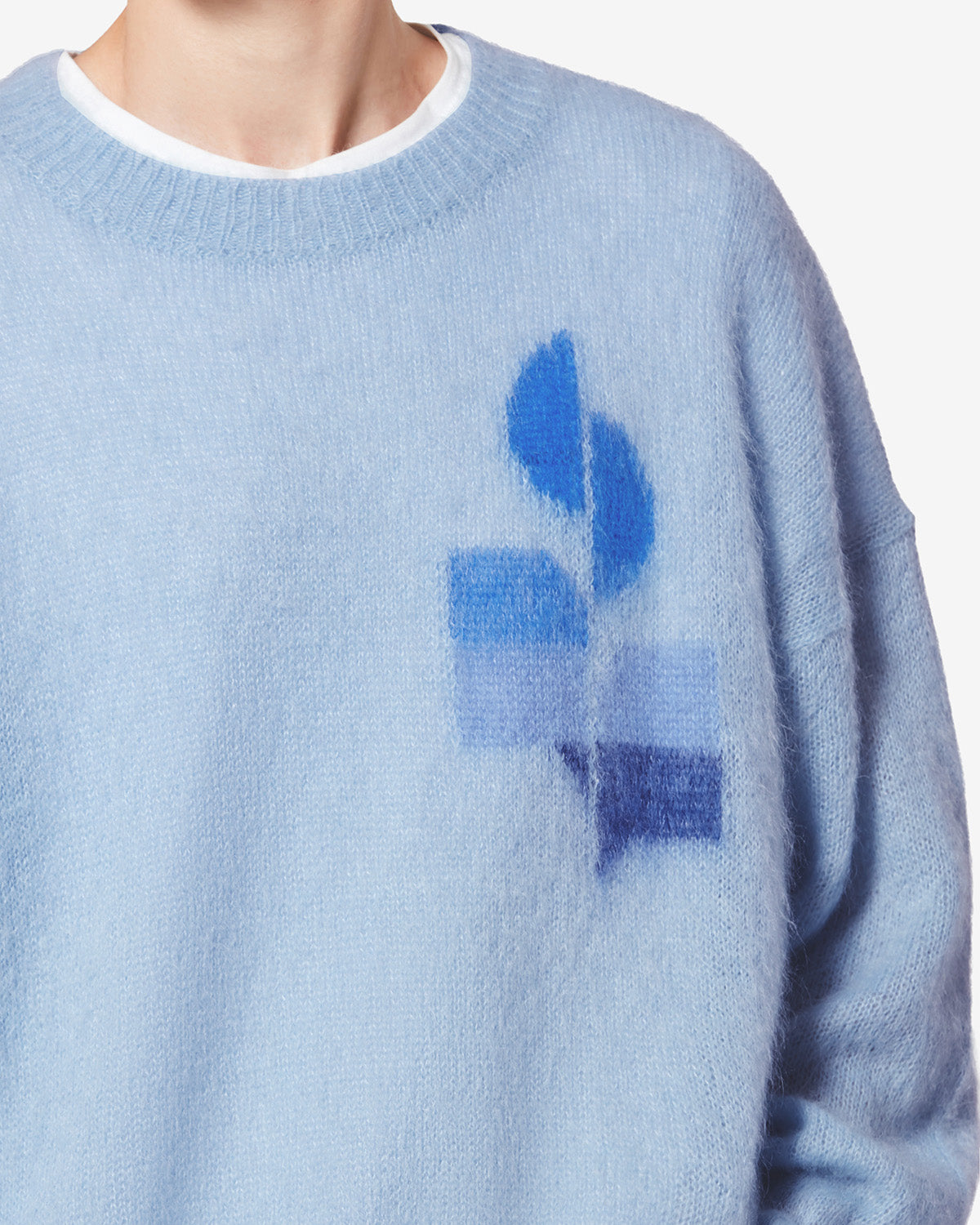 Jersey de mohair bicolor drany con logotipo - Azul claro - Man - 2