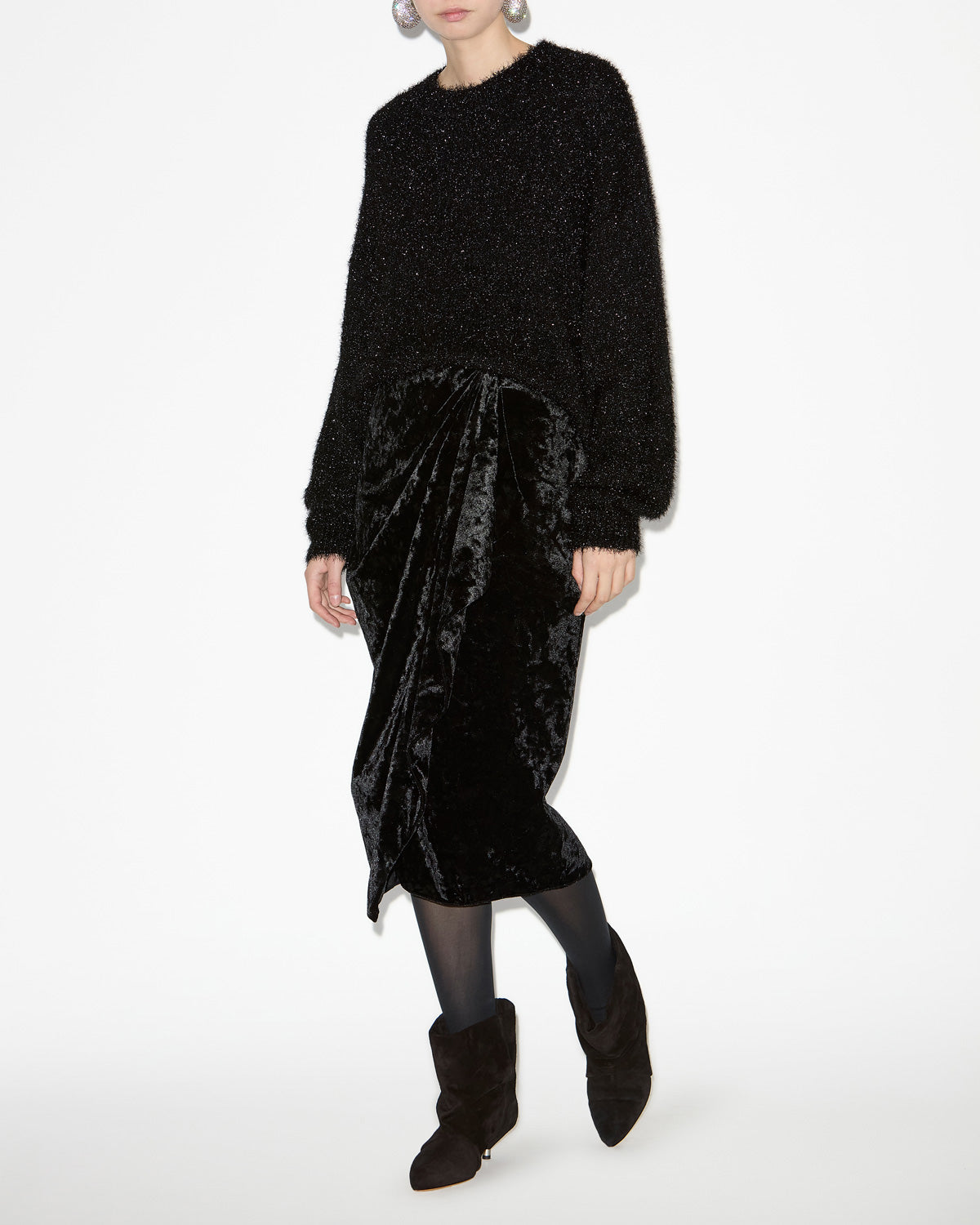 Sayers loose-fitting sweater in textured knit - Black - Woman - 1