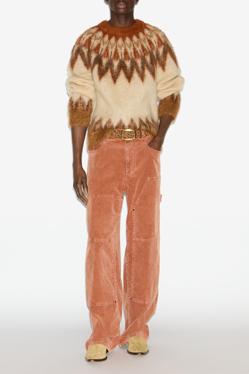 Nicolas mohair fair isle pattern sweater - Orange - Man - 2