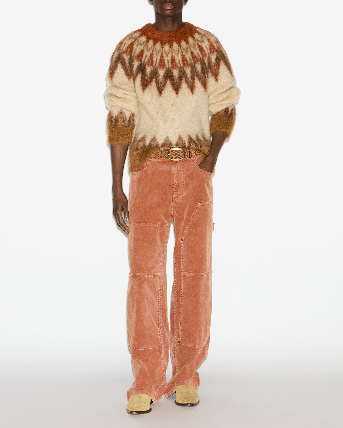Nicolas mohair fair isle pattern sweater - Orange - Man - 1
