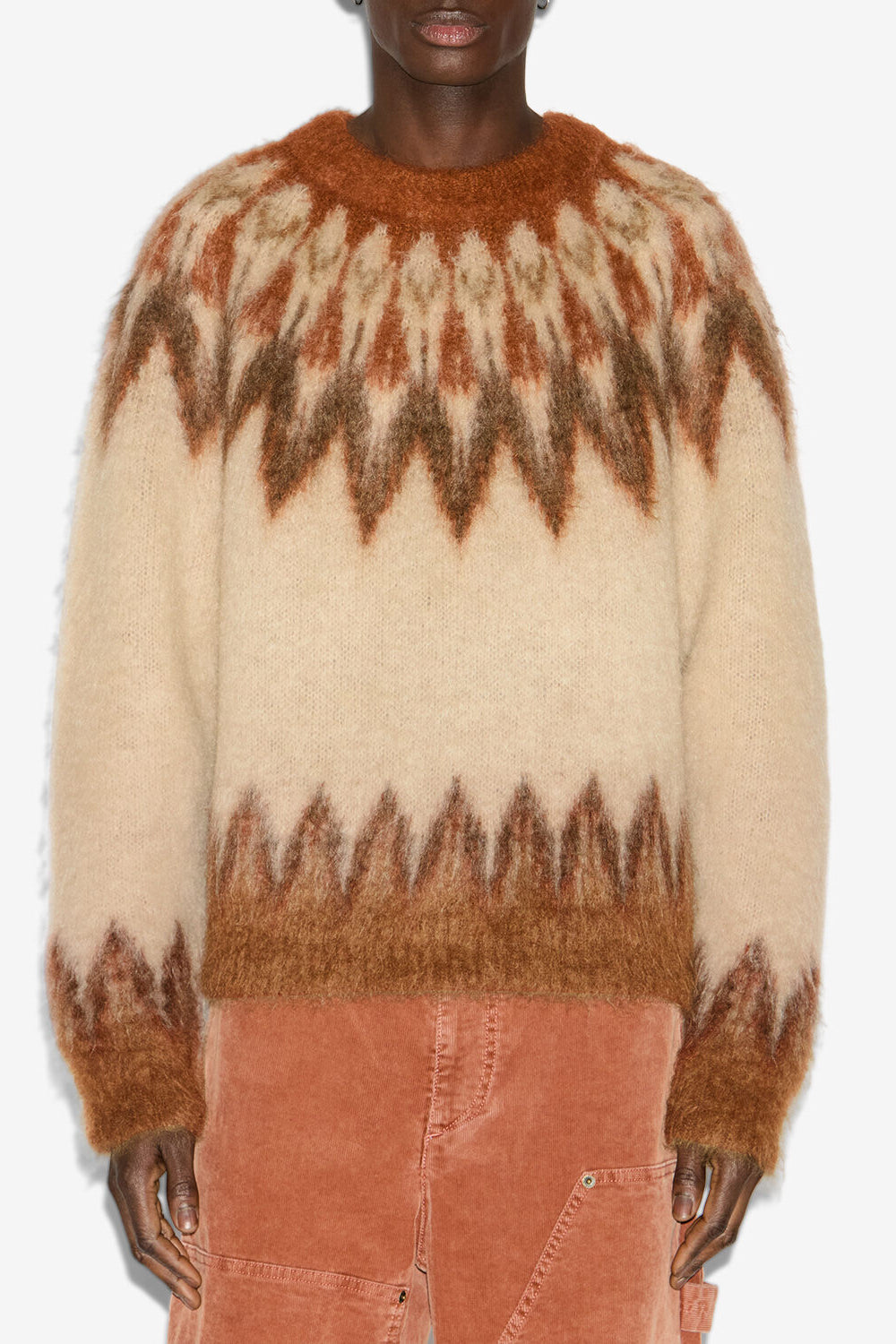 Nicolas mohair fair isle pattern sweater - Orange - Man - 4