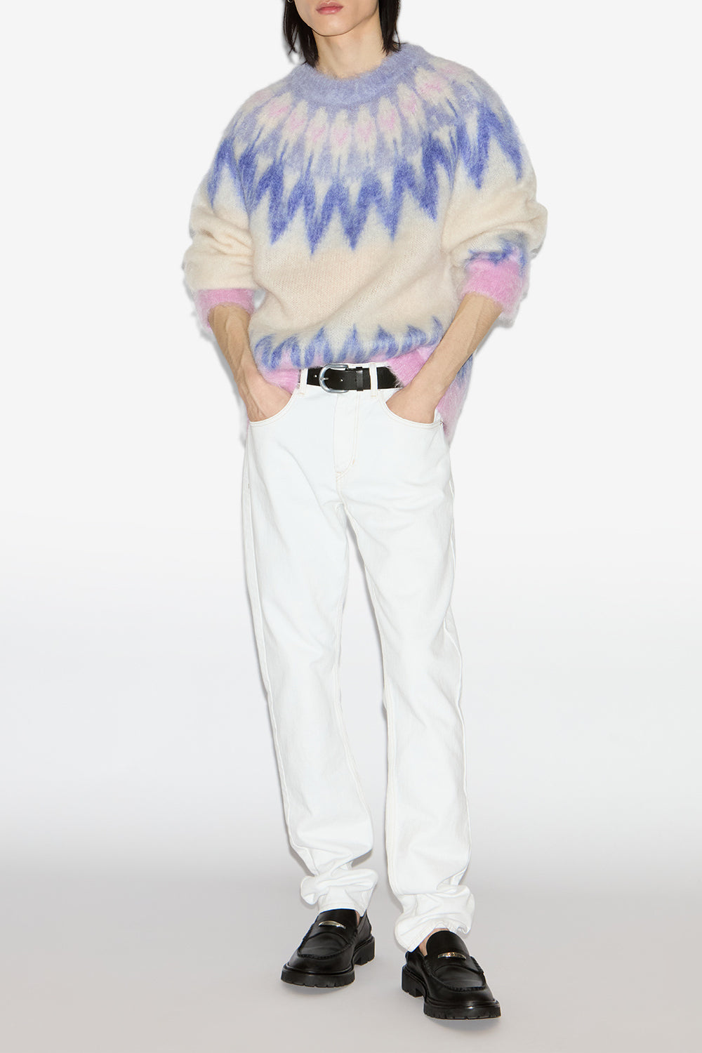 Nicolas mohair fair isle pattern sweater - Blue - Man - 2