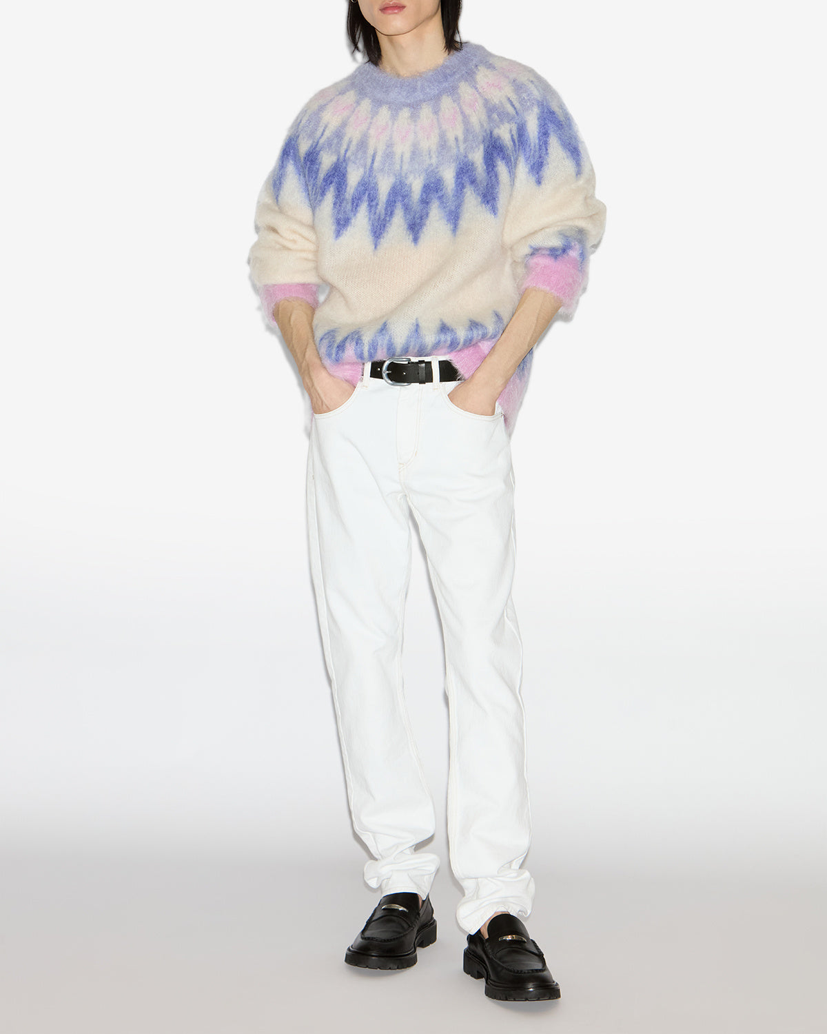 Nicolas mohair fair isle pattern sweater - Blue - Man - 1