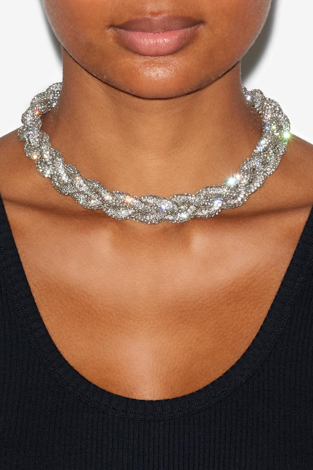 Girocollo a treccia con strass yua - Argento - Woman - 2