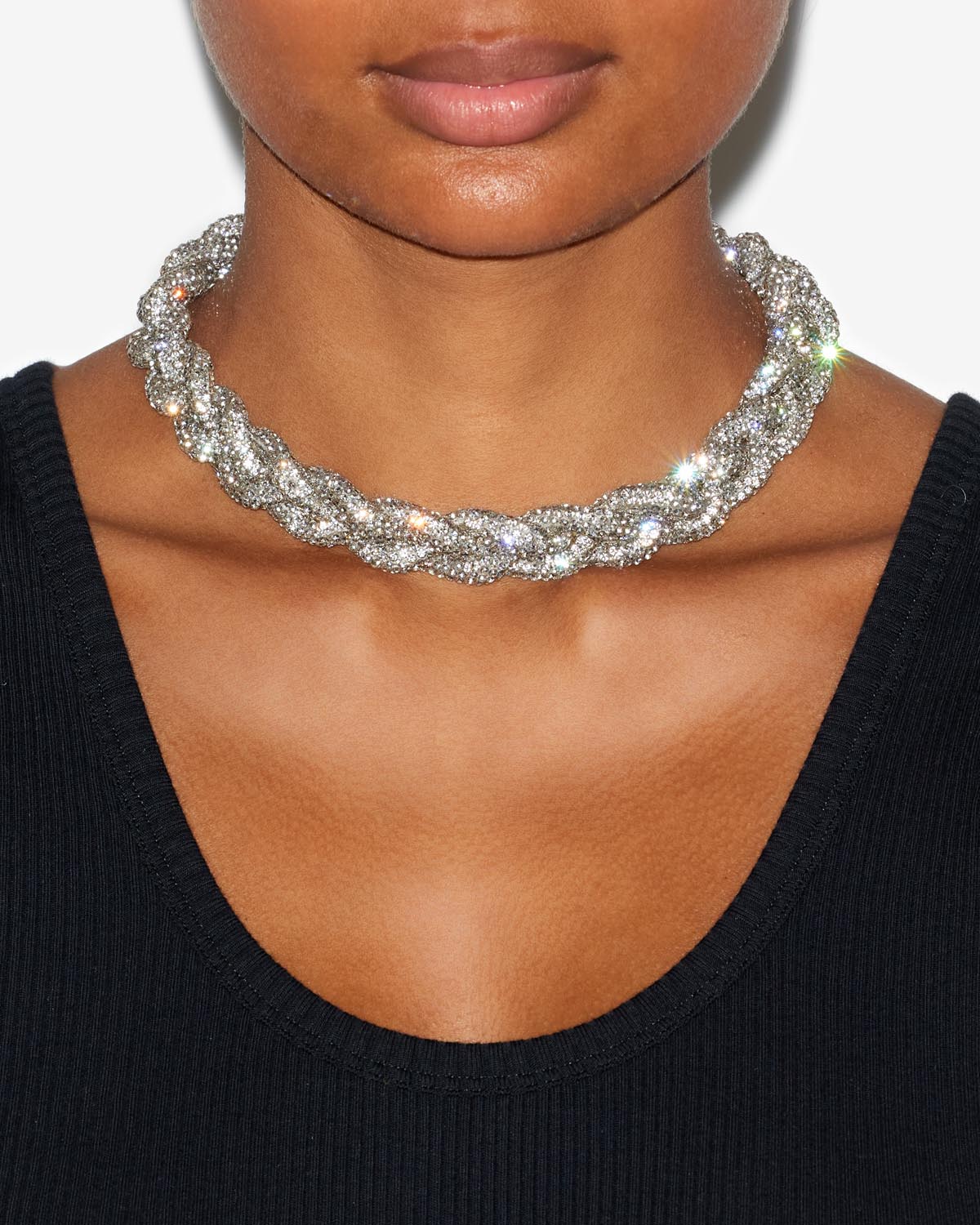 Flecht-choker yua aus strass - Silber - Woman - 2