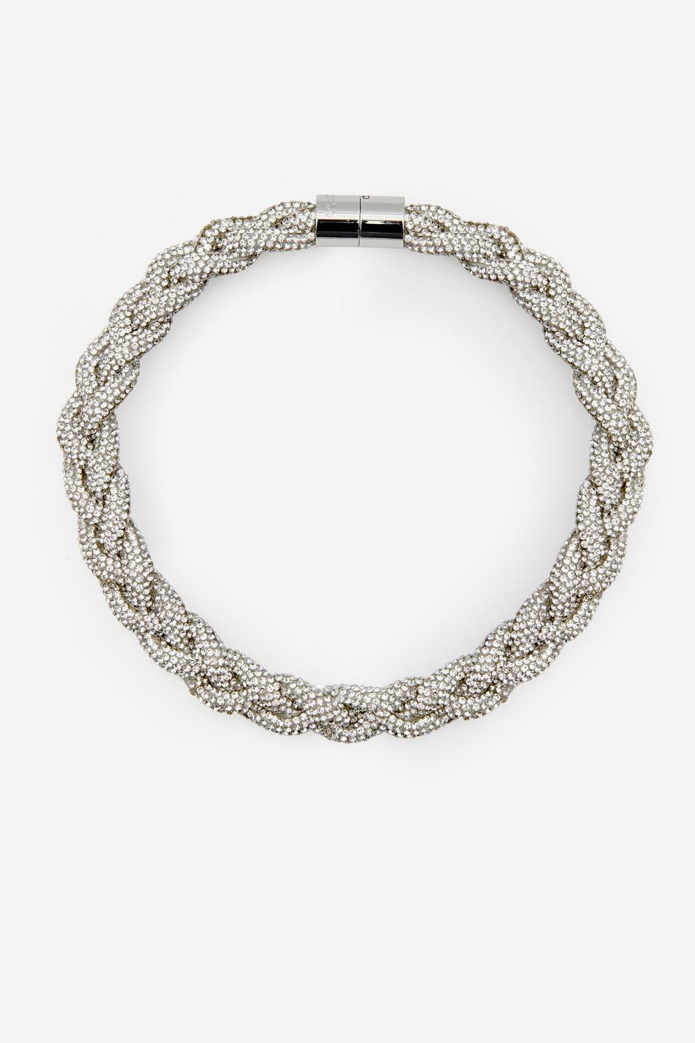 Girocollo a treccia con strass yua - Argento - Woman - 1