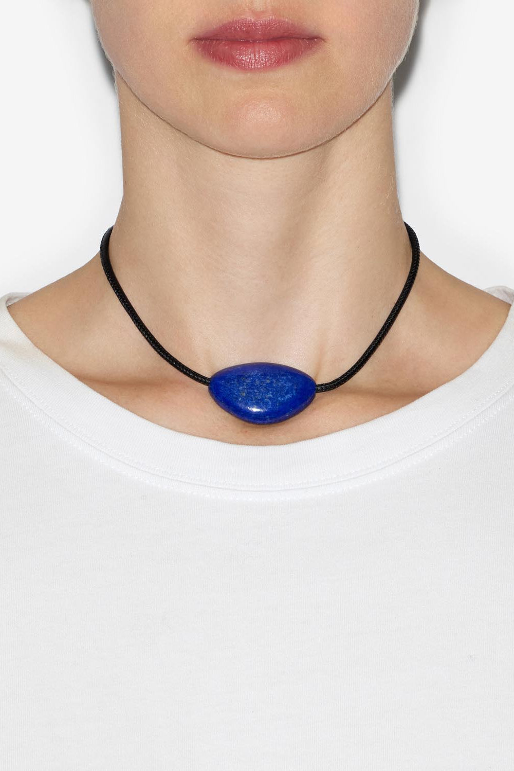 Choker on the rocks aus leder und perle - Navy blau - Woman - 2