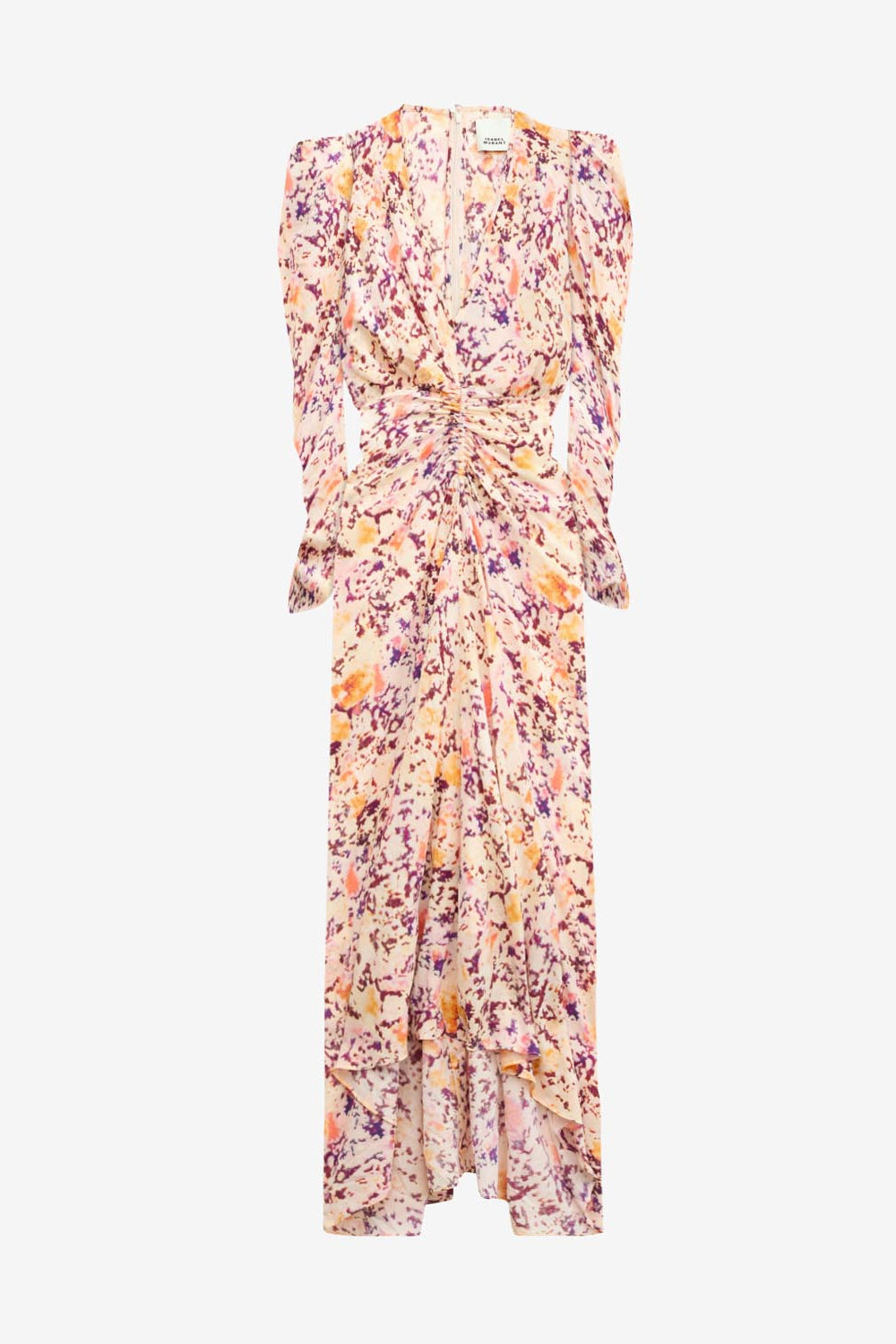 Abito albini midi arricciato in misto seta - Ecru-plum - Woman - 1