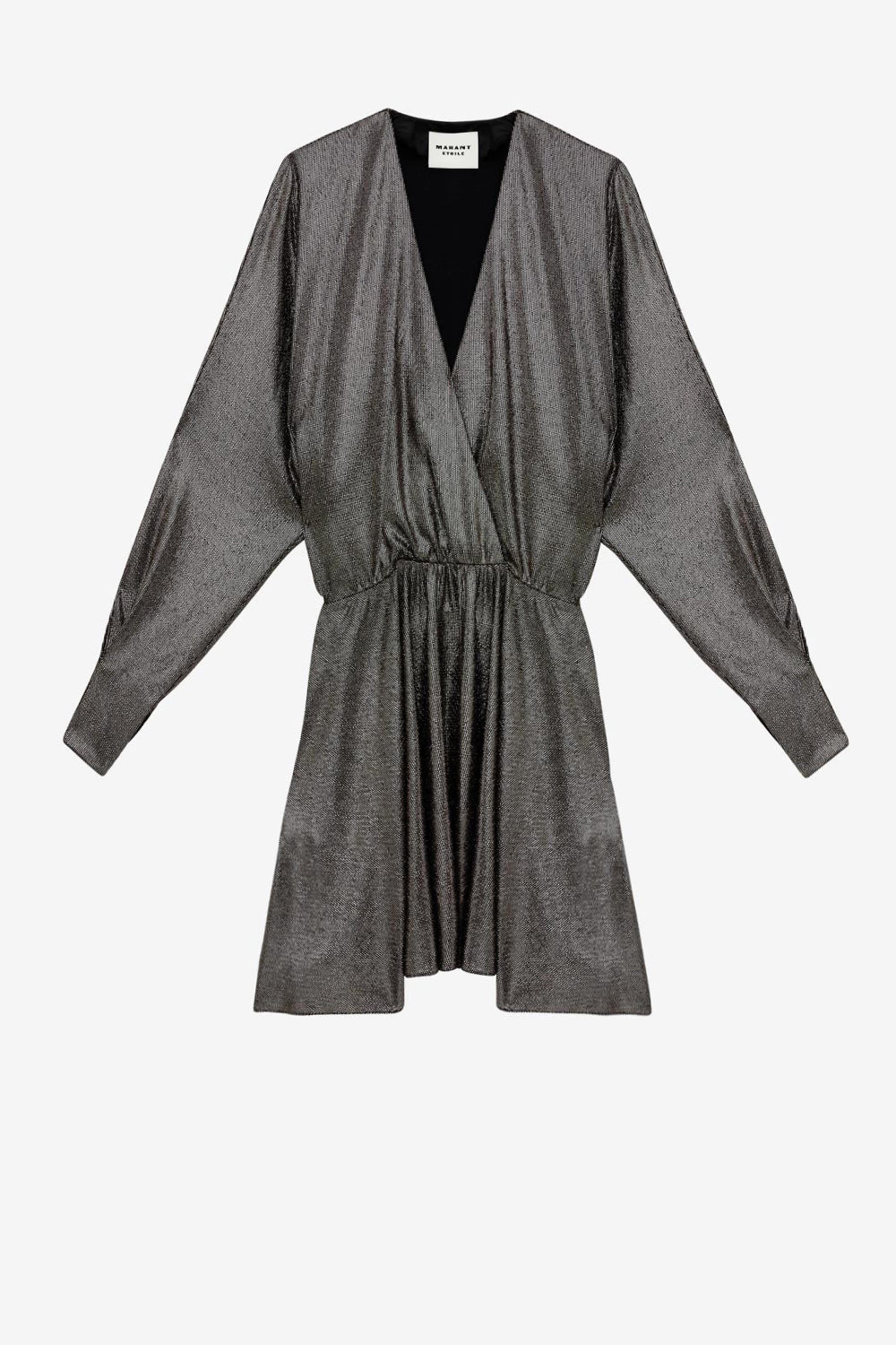 Robe courte alexane drapée métallisée - Noir métallique - Woman - 1