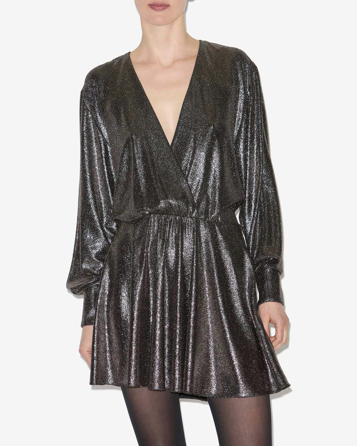 Alexane short draped metallic dress - Metallic black - Woman - 3
