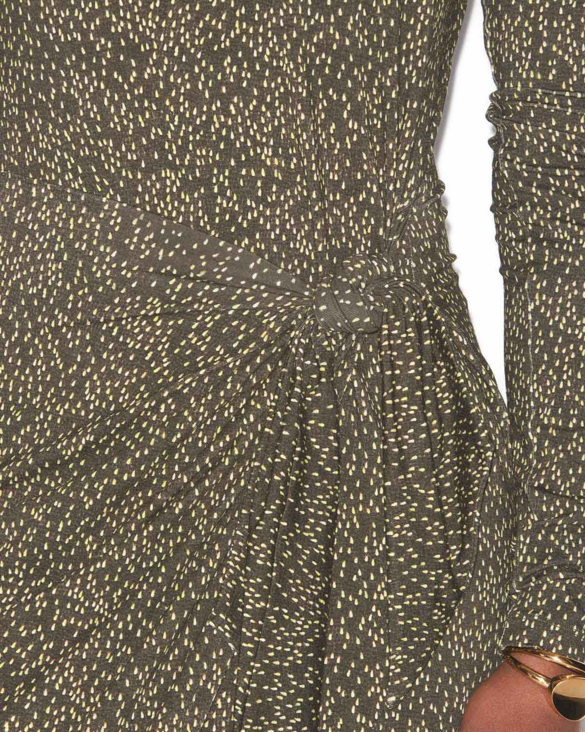 Lisy プリントジャージー ドレープドレス - Dark khaki-lime - Woman - 2