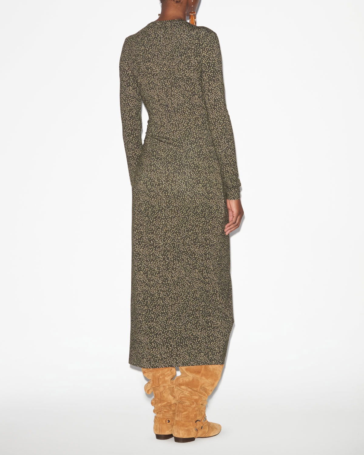 Lisy プリントジャージー ドレープドレス - Dark khaki-lime - Woman - 3