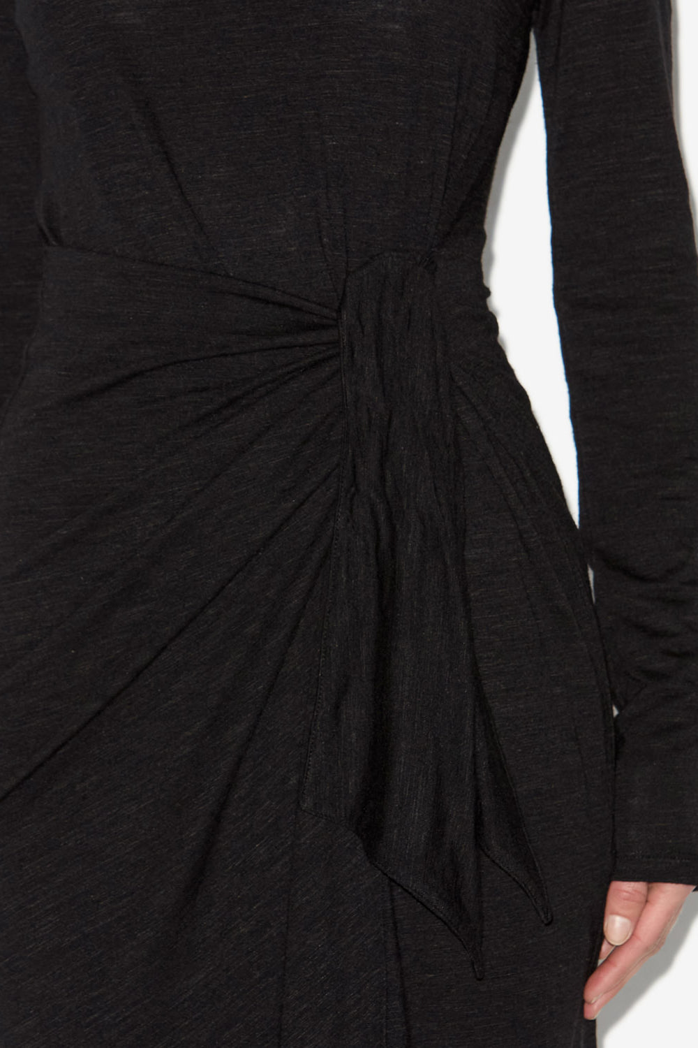 Abito lisy drappeggiato in jersey tinta unita - Nero - Woman - 3