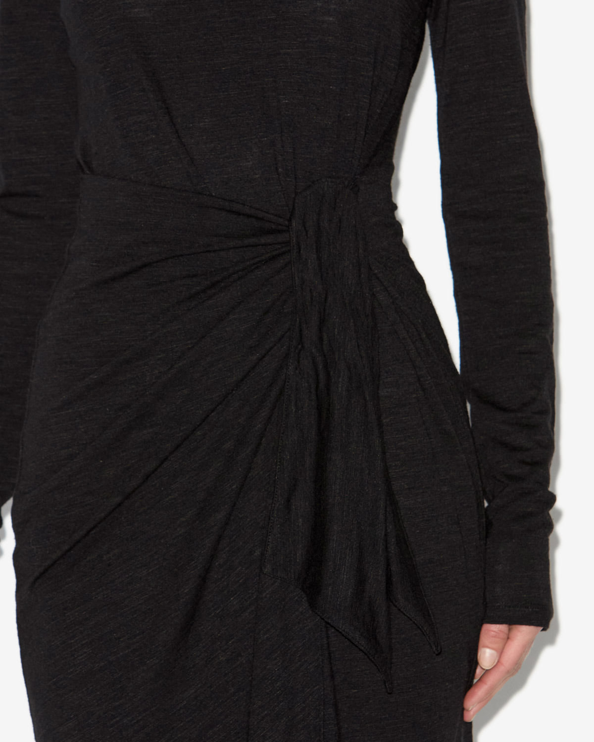 Lisy draped dress in plain-colored jersey - Black - Woman - 2