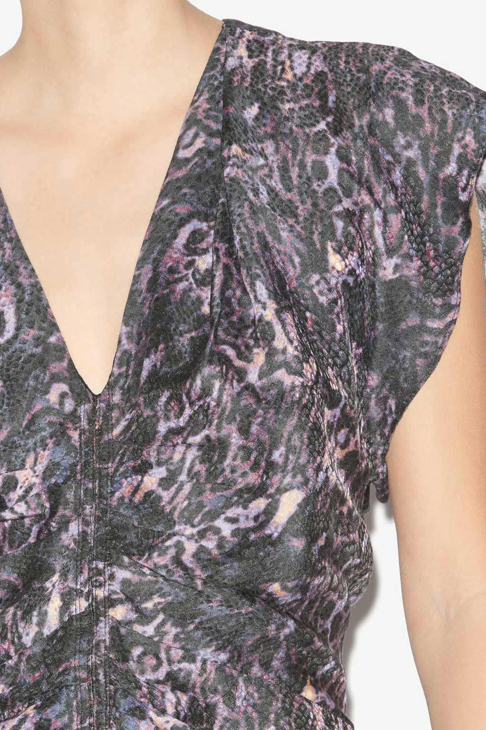 Abito lindsay midi stampato con arricciature - Dark plum - Woman - 3