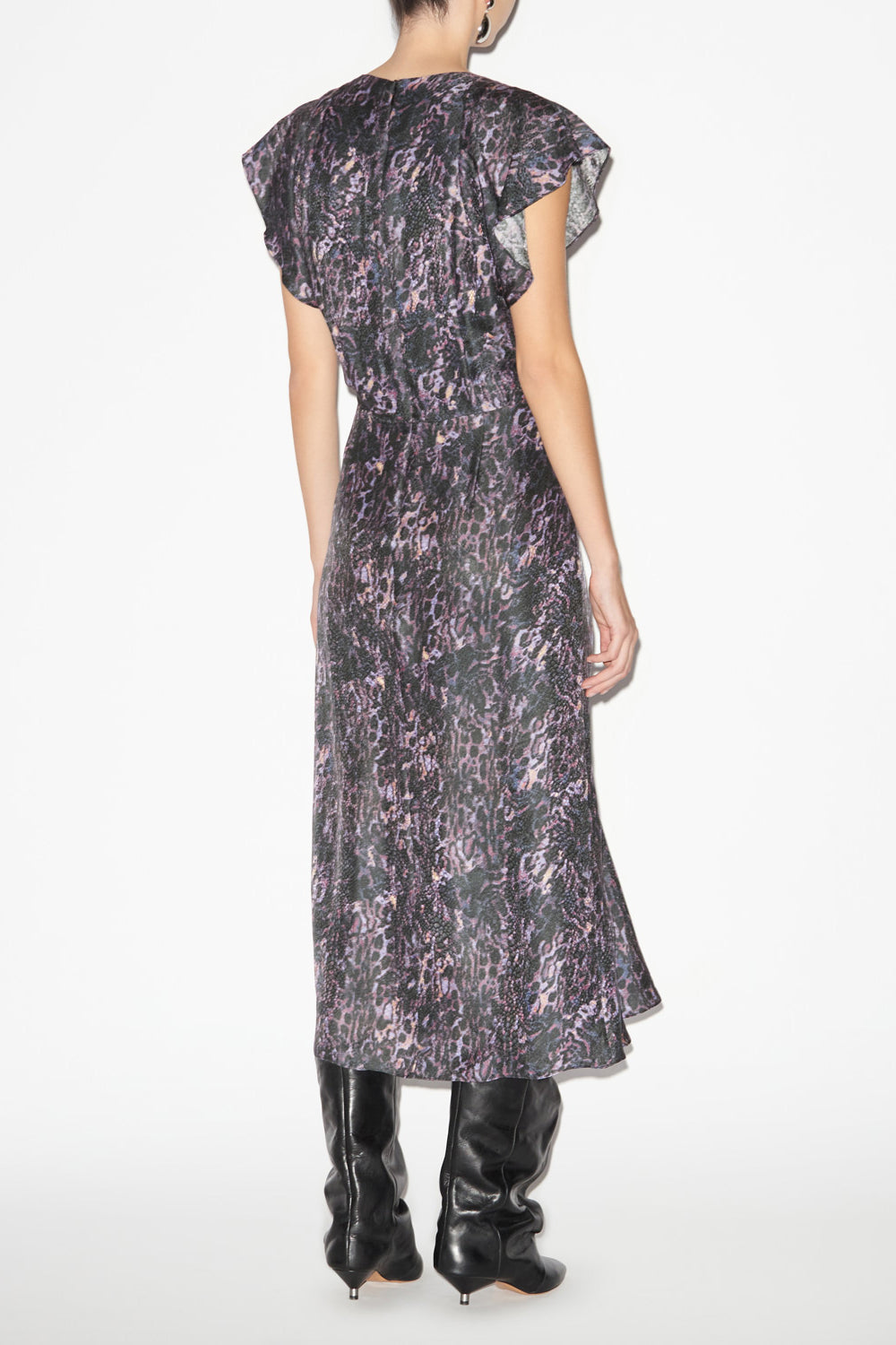 Abito lindsay midi stampato con arricciature - Dark plum - Woman - 4