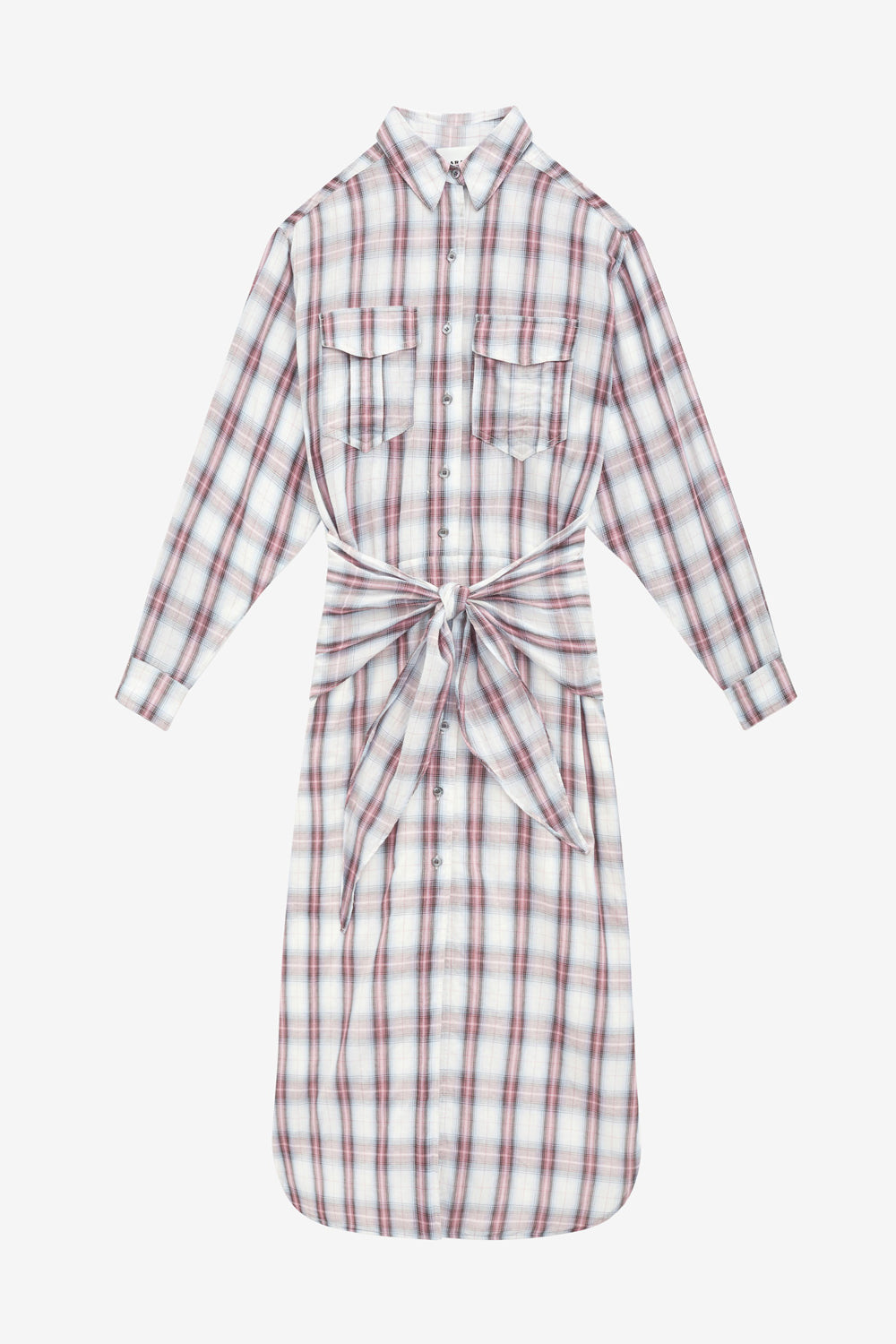 Abito a camicia nesly in voile di cotone a quadri - Ecru-pink - Woman - 1